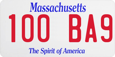 MA license plate 100BA9