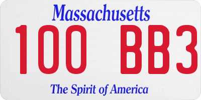 MA license plate 100BB3