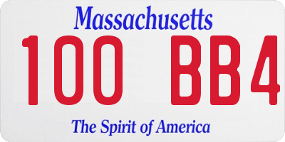 MA license plate 100BB4