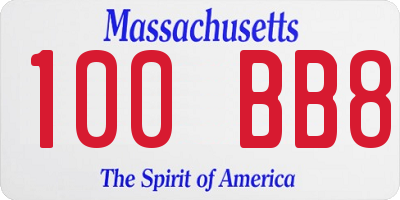 MA license plate 100BB8