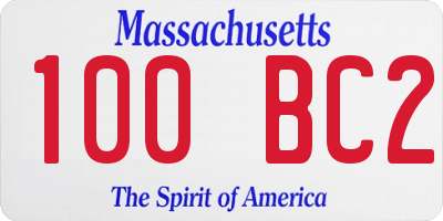 MA license plate 100BC2