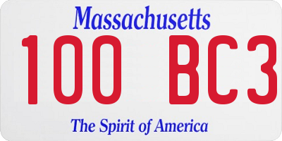 MA license plate 100BC3