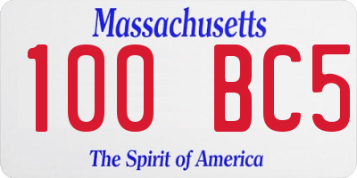 MA license plate 100BC5