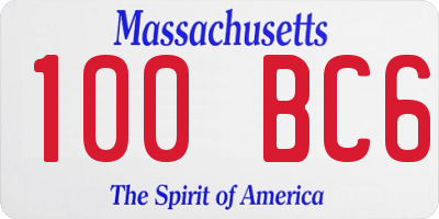 MA license plate 100BC6