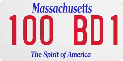 MA license plate 100BD1