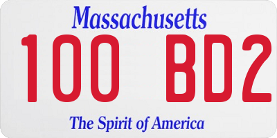 MA license plate 100BD2