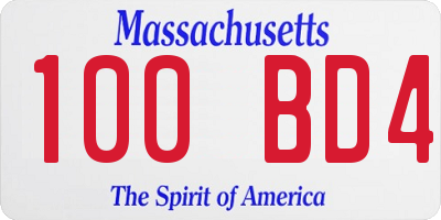 MA license plate 100BD4