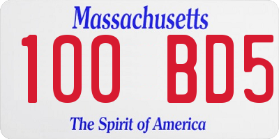 MA license plate 100BD5