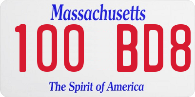 MA license plate 100BD8