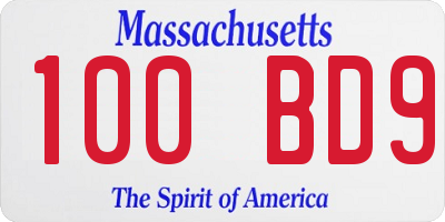 MA license plate 100BD9