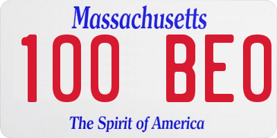 MA license plate 100BE0