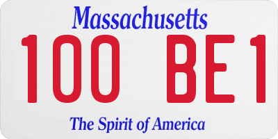 MA license plate 100BE1