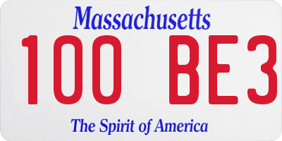 MA license plate 100BE3
