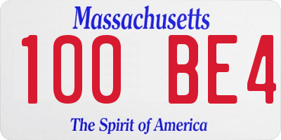 MA license plate 100BE4