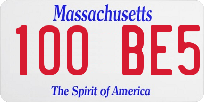 MA license plate 100BE5