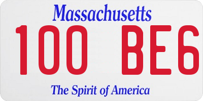 MA license plate 100BE6