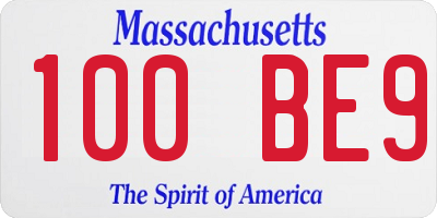 MA license plate 100BE9