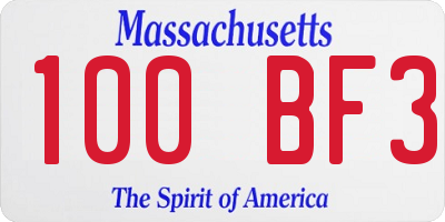 MA license plate 100BF3