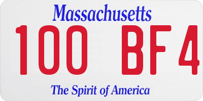 MA license plate 100BF4