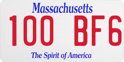 MA license plate 100BF6