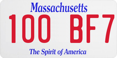 MA license plate 100BF7