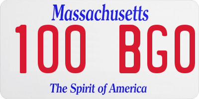 MA license plate 100BG0