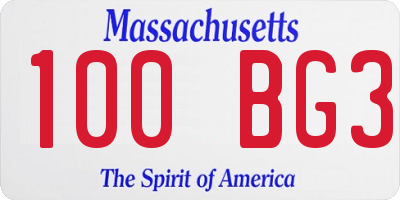 MA license plate 100BG3