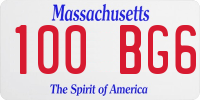 MA license plate 100BG6