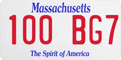 MA license plate 100BG7