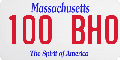 MA license plate 100BH0