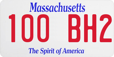 MA license plate 100BH2