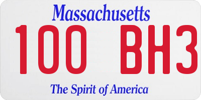 MA license plate 100BH3