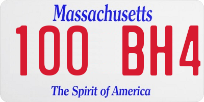 MA license plate 100BH4