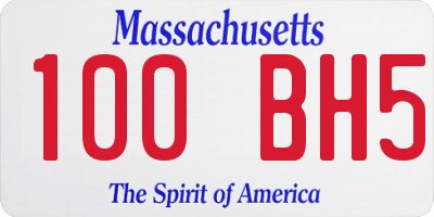 MA license plate 100BH5