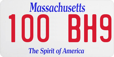 MA license plate 100BH9