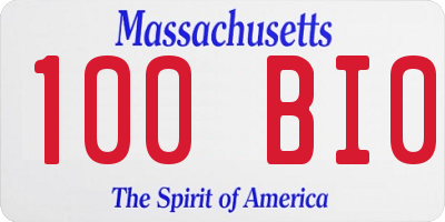 MA license plate 100BI0