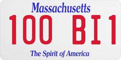 MA license plate 100BI1