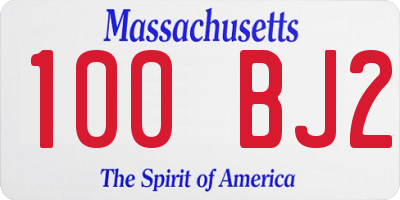 MA license plate 100BJ2