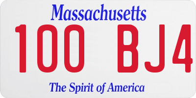 MA license plate 100BJ4