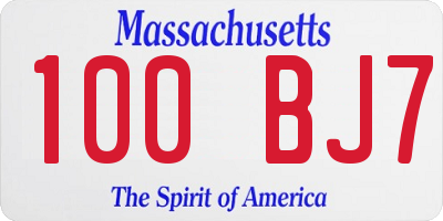 MA license plate 100BJ7