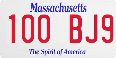 MA license plate 100BJ9