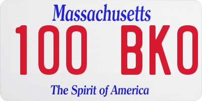 MA license plate 100BK0