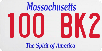 MA license plate 100BK2