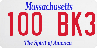 MA license plate 100BK3