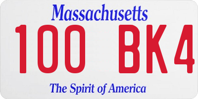 MA license plate 100BK4