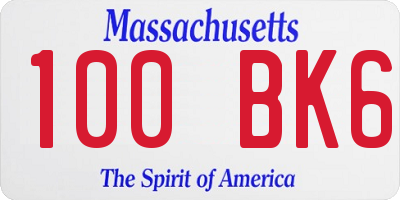 MA license plate 100BK6