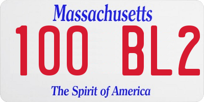 MA license plate 100BL2