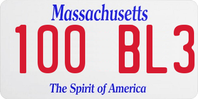 MA license plate 100BL3