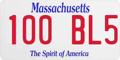 MA license plate 100BL5