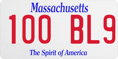 MA license plate 100BL9